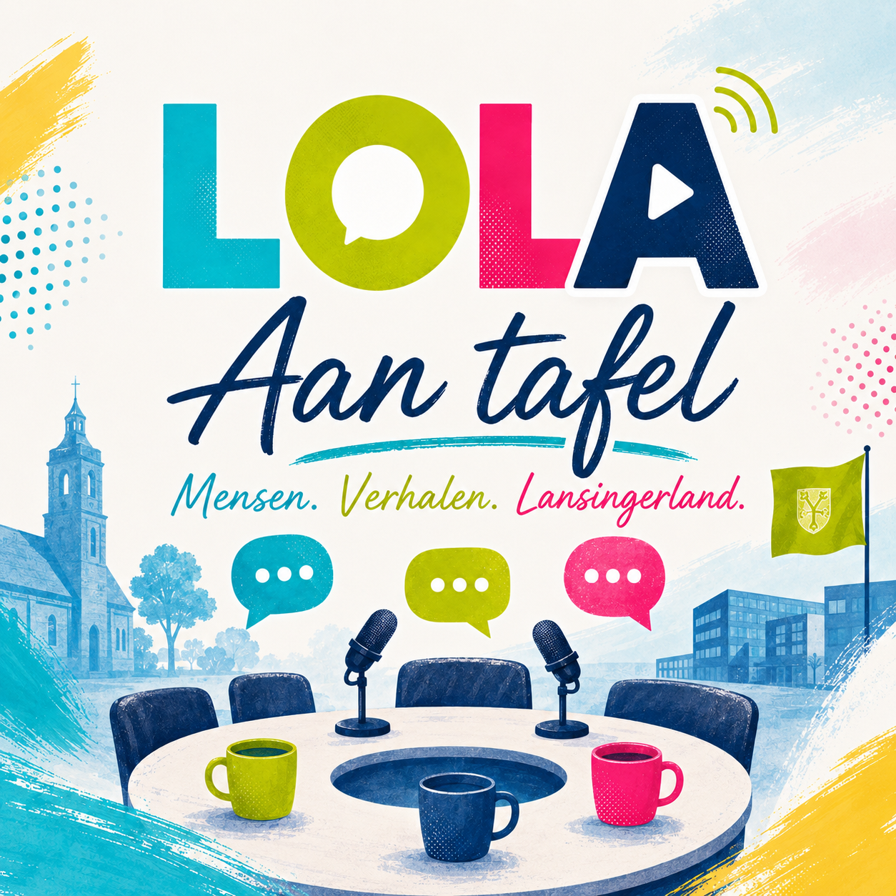 Artwork voor LOLA Aan tafel met de onderregel Mensen. Verhalen. Lansingerland.